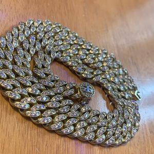 18K Gold Plated King Ice Thin Cuban Link Chain